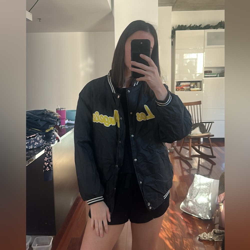 Angels Black Jacket with Yellow Lettering